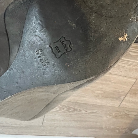 Tory Burch Wedge 8.5 Gray Wedge Sparkle Toe Women's Leather Suede - Picture 7 of 8